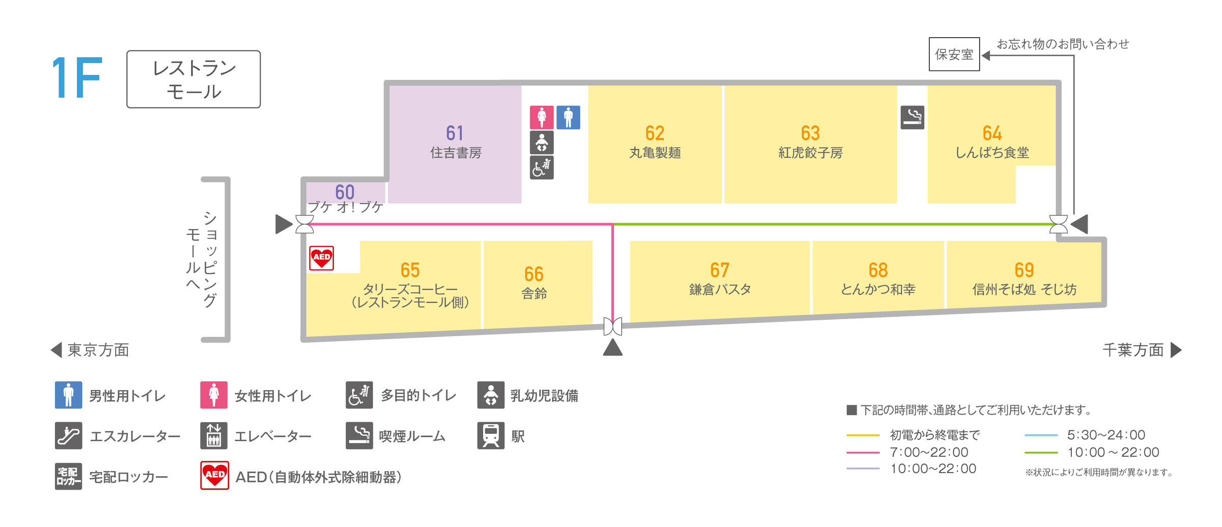 Shapo本八幡1F餐厅购物中心楼层地图